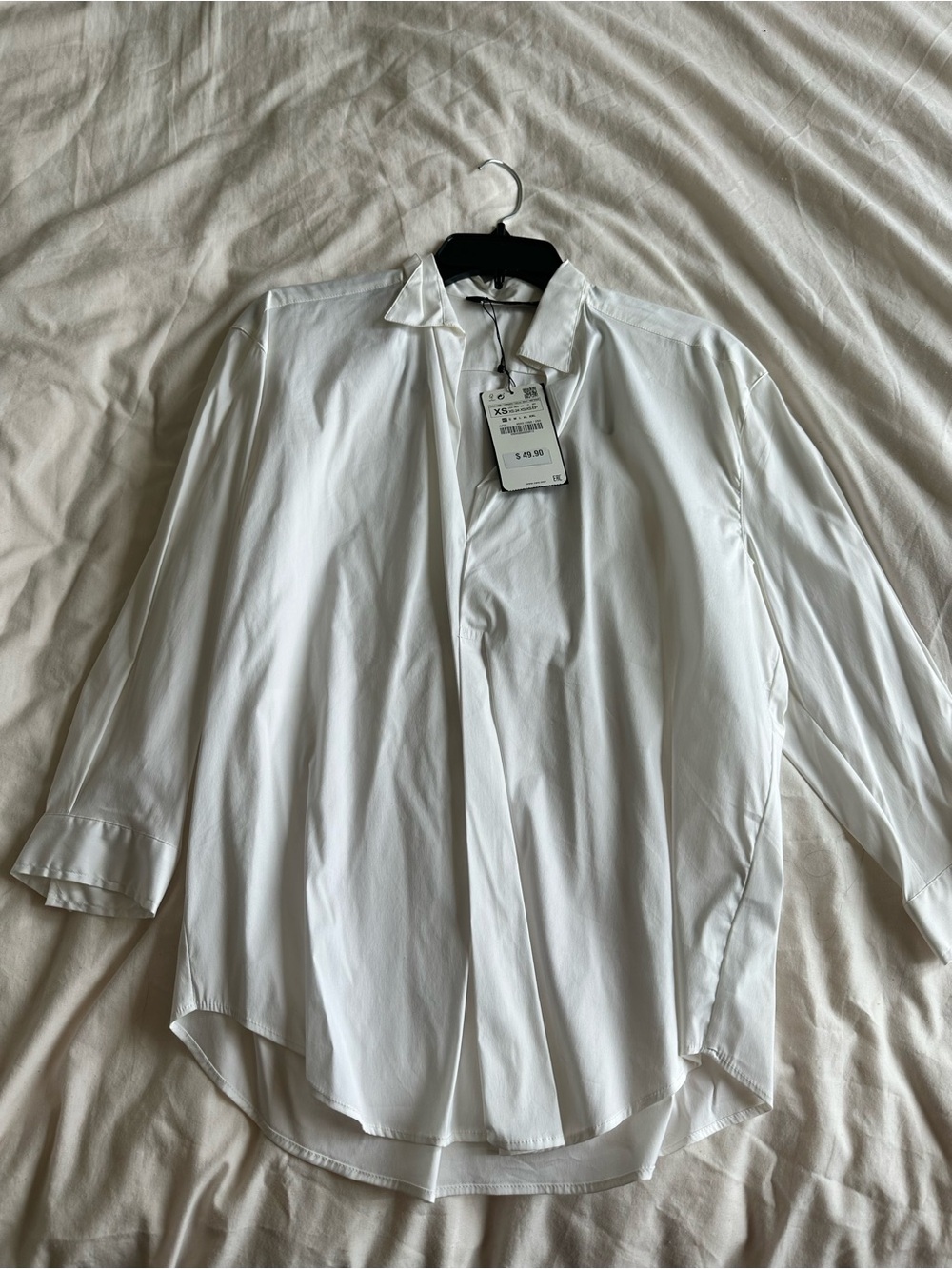 Zara White Long-Sleeve Button Shirt